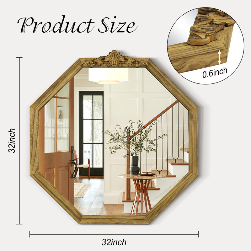 Hoopes Wood Framed Octagon Wall Mirror, 32" x 32"