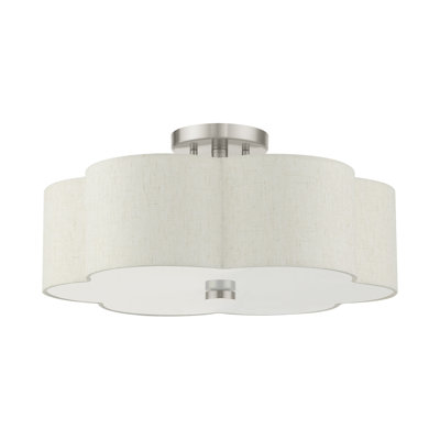 Copper 3 Light Linen Blend Semi Flush Mount