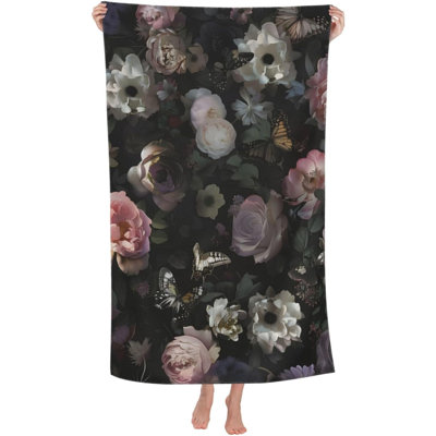 Serviette de plage à motif papillon foncé, serviette de bain en microfibre ultra douce et à séchage rapide, idéale pour la piscine, la salle de bain et la piscine. Légère et absorbante, elle est parfaite comme cadeau pour décorer votre salle de bain ou votre piscine. Dimensions : 76 x 152 cm.