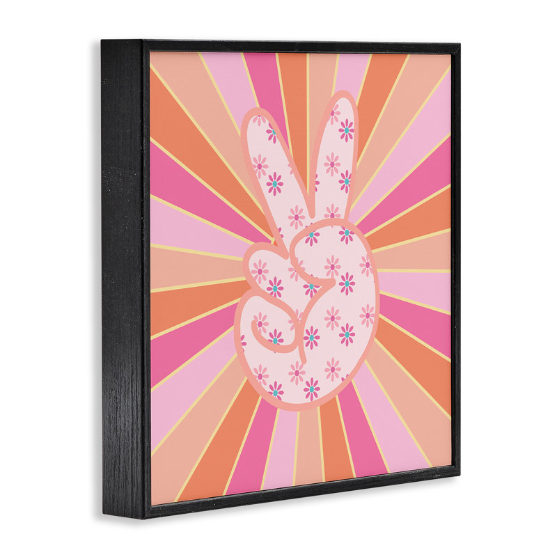 Giclée encadrée à la main «Beaming Peace», conception par Jesse Keith, Giclée encadrée noir minuit, H 24 po x l 24 po