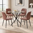 Ensemble de table de salle à manger 5 pièces en verre trempé avec chaises en similicuir
