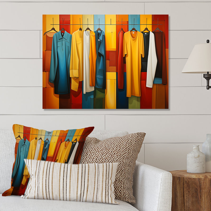 Yellow Cubist Laundry Day Chaos II - Laundry Metal Wall Art MT135097, 12" H x 20" W x 1" D