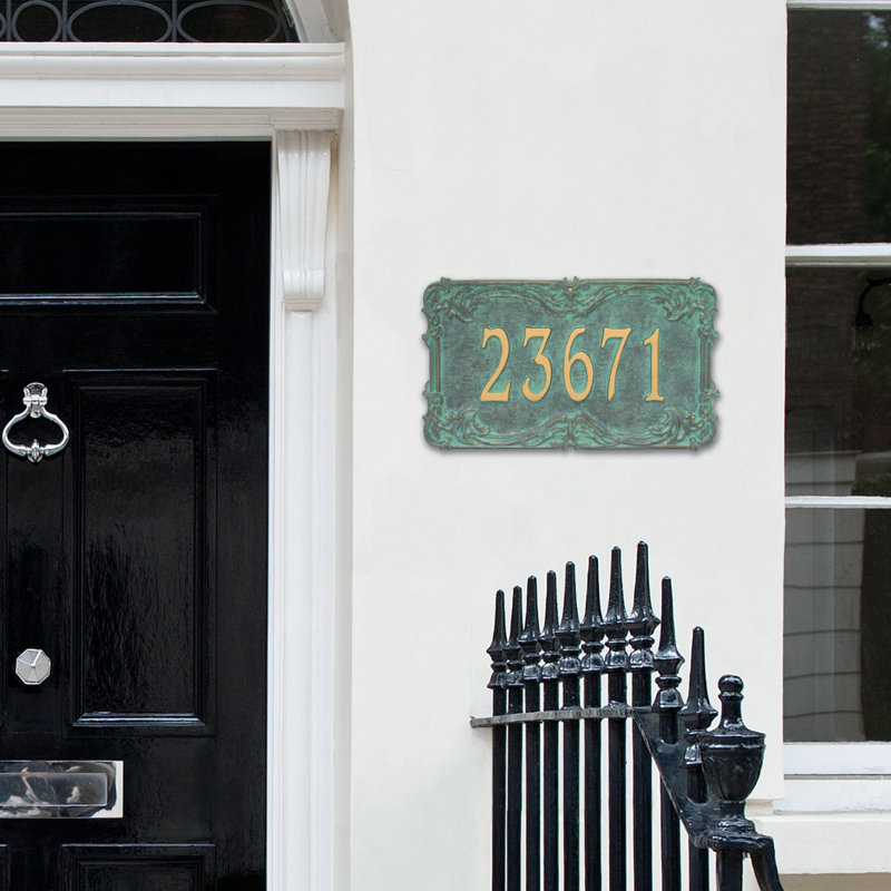 Plaque d'adresse murale 1 ligne Signature Series, Vert-de-gris, Bronze, Oui