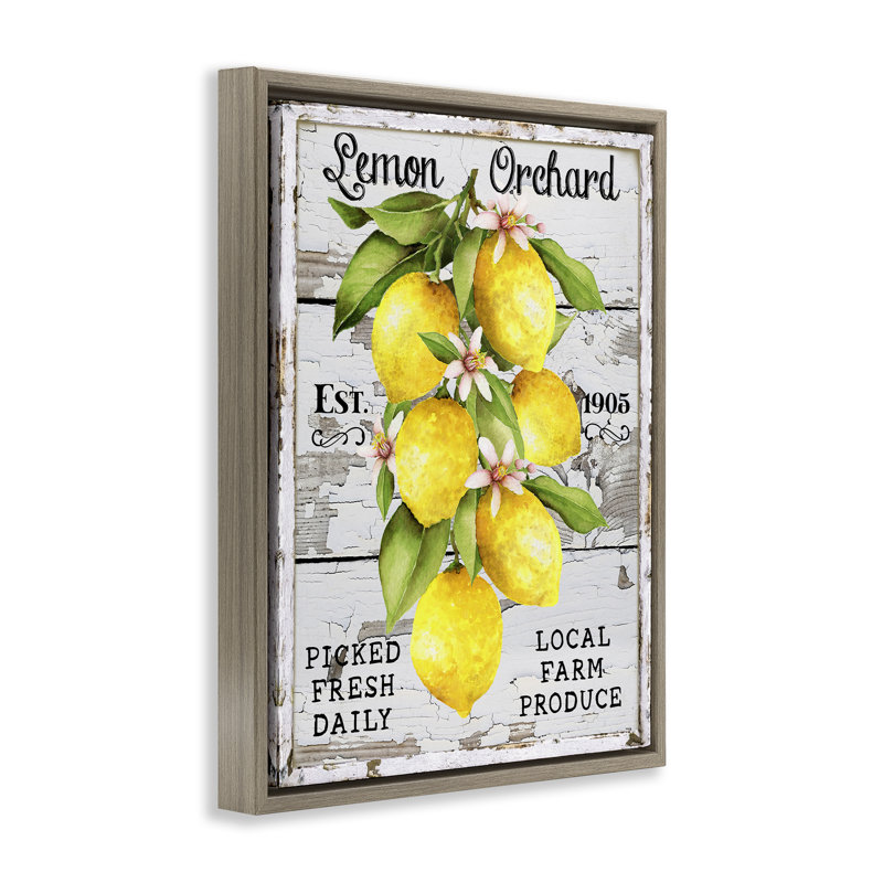  «Lemon Orchard Market», art mural encadré sur toile flottante par Creatif Belle, H 31 po x l 25 po
