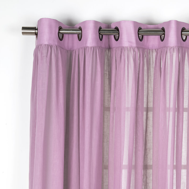 Gathered Linen-Textured Grommet Semi-Sheer Curtains, 52" W x 84" L, Orchid
