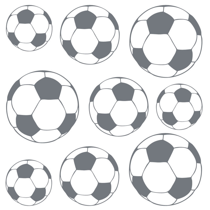 Adhésif décoratif ballons de soccer, H 41 po x l 40 po x P 0,01 po, Gris orage