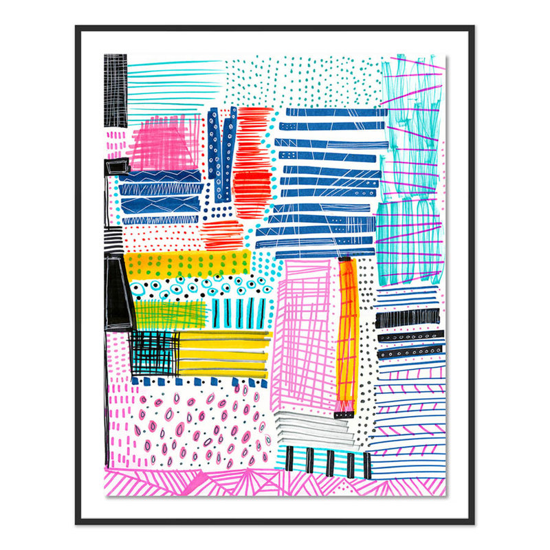 Stacks Of Patterns Print by Melanie Biehle, Black, 60" H x 48" W x 2.5" D