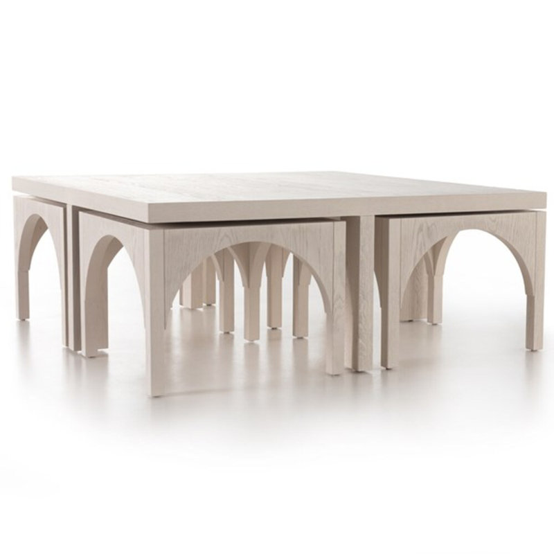 Amara Nesting Coffee Table, Off White Oak Solid