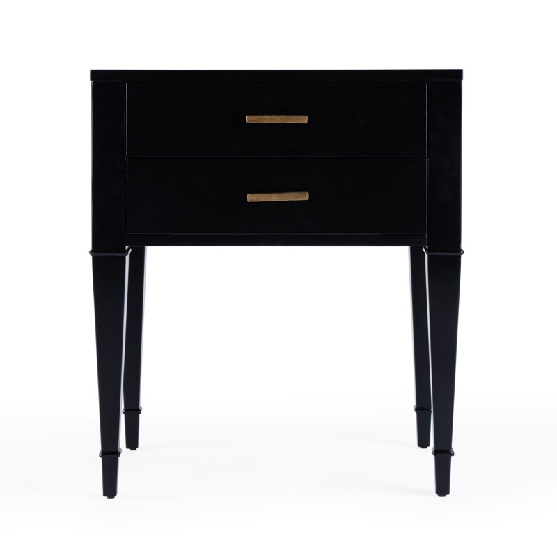 Kai Black 2 Drawer Nightstand, Black