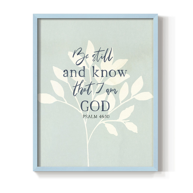 Be Still Framed Print - Solid Wood, 15" H x 12" W, Blue