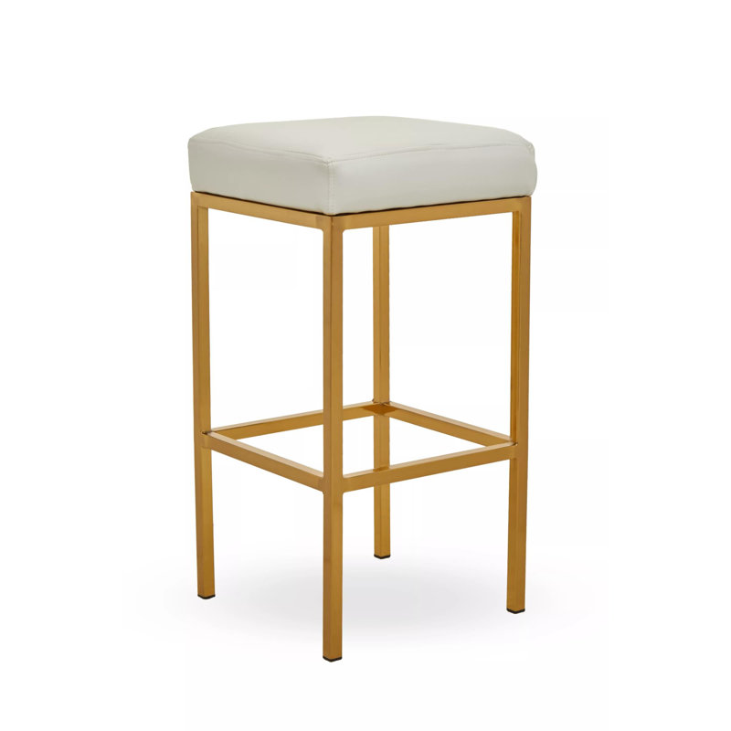 Avitable Upholstered Counter Stool with Metal Frame, Gold, White
