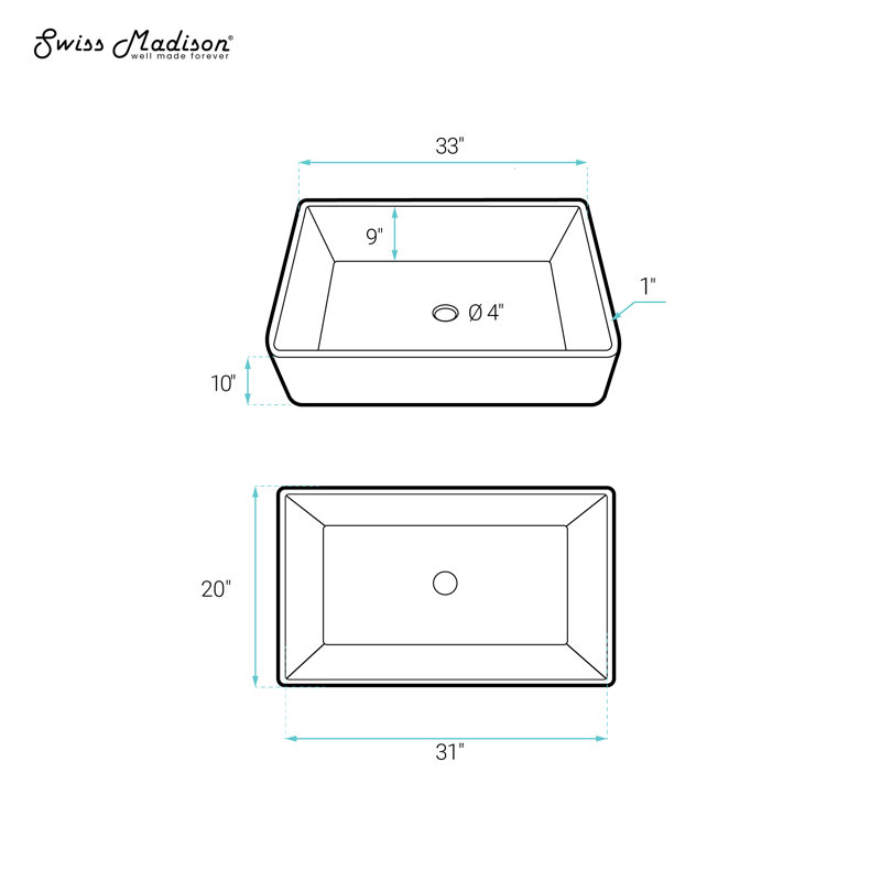 Elegance 33" X 20" Single Basin Fireclay Workstation Kitchen Sink In Glossy White