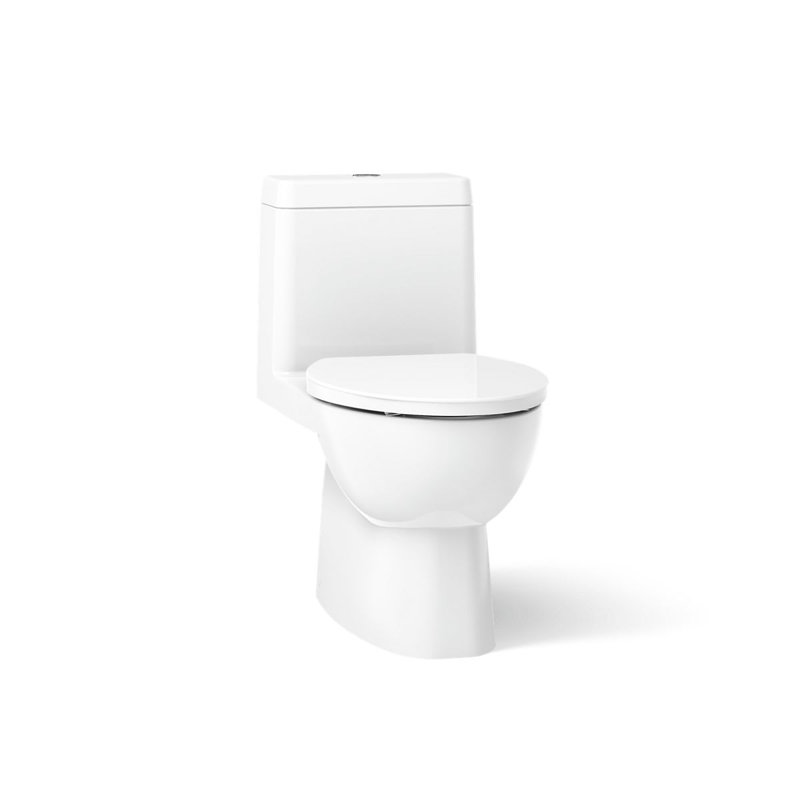 Toilette allongée compacte une pièce avec siphon à jupe et double chasse