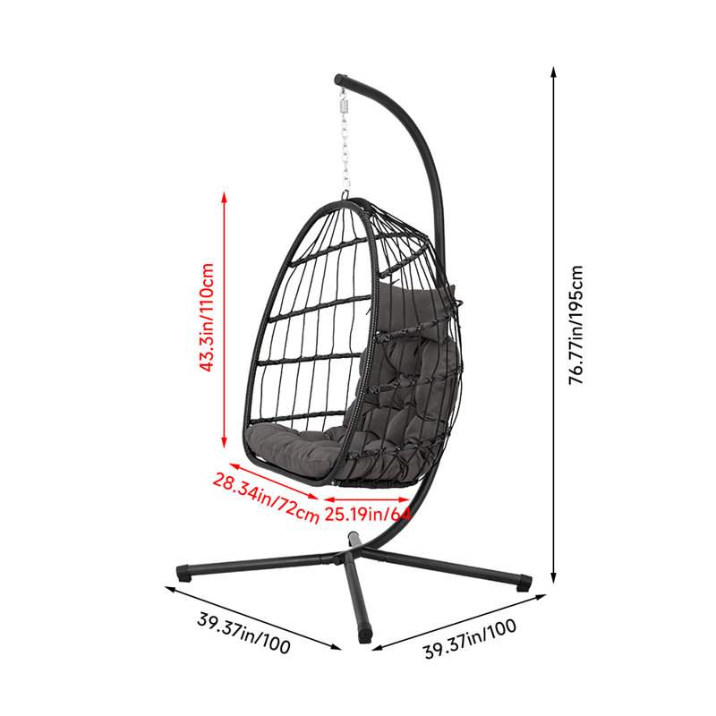 Hanging Chair with Stand and Dark Grey Cushion