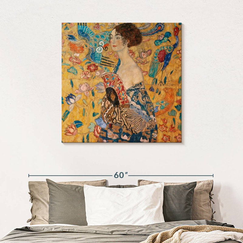 «Lady with a fan», reproduction sur toile, L 39 po x H 39 po