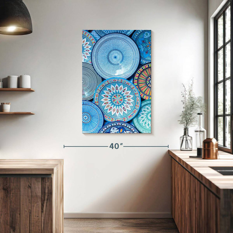 Senne Blue Moroccan Plates, 39" H x 26" W