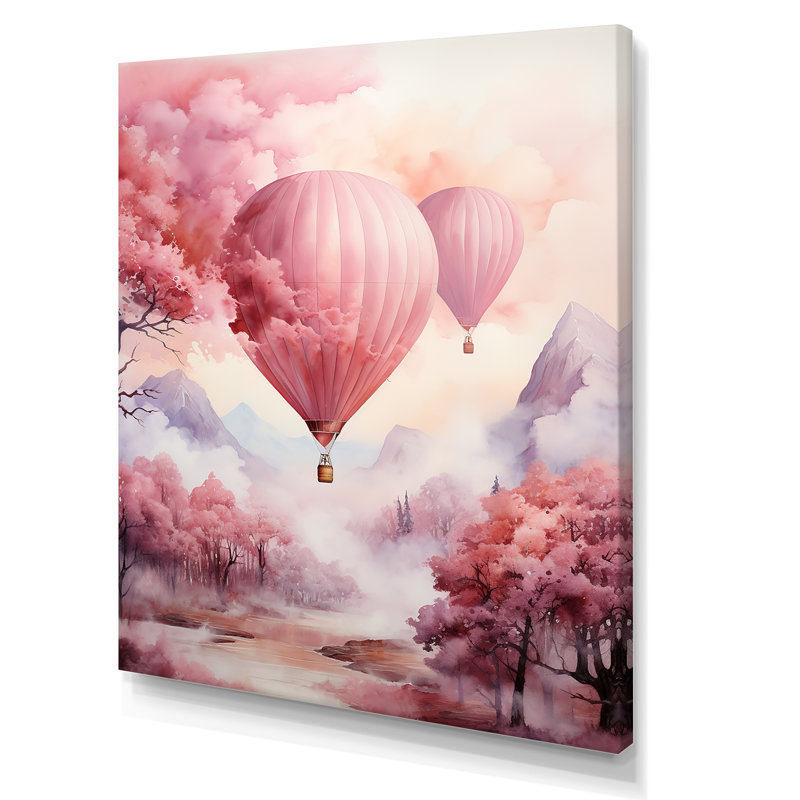 «Pink Whimsical Balloon Magic I», reproduction sur toile, Toile tendue, H 20 po x l 12 po x P 1 po