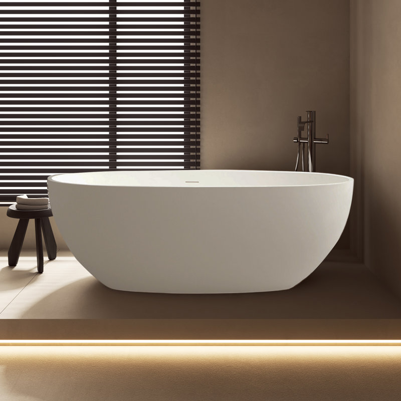 65" x 30" Freestanding Soaking Solid Surface Bathtub