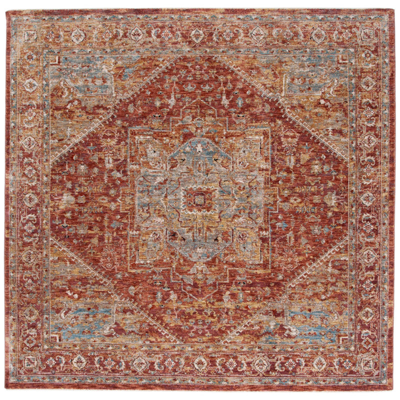 Tapis oriental ivoire / rouille, Carré 6 pi 4 po