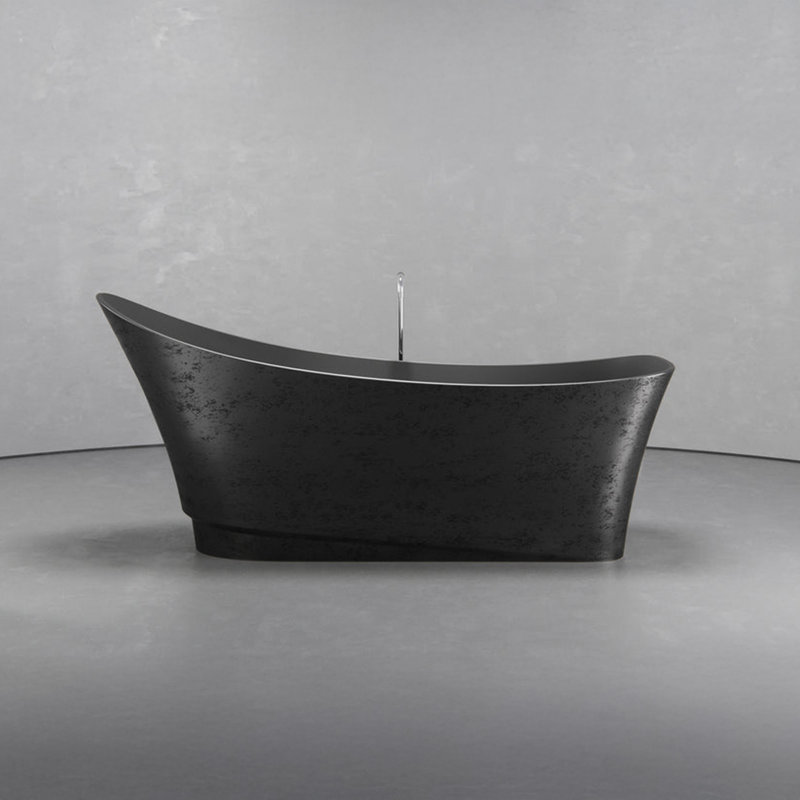 Baignoire de trempage profonde autoportante 70,9 po x 29,5 po en fer noir , Fer noir mat / noir