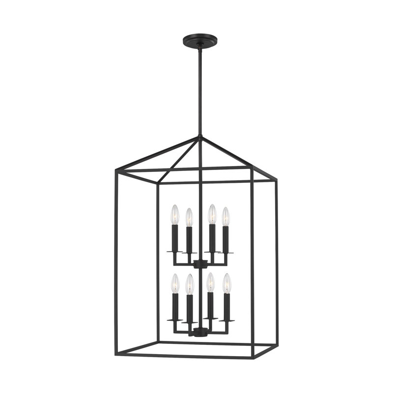 Lustre rectangulaire à 8 lumières Ellis, Non, Nuit noire, H 38 po x l 22 po x P 22 po