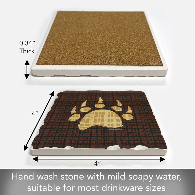 Bear Paw Single Tumbled Tile Coaster