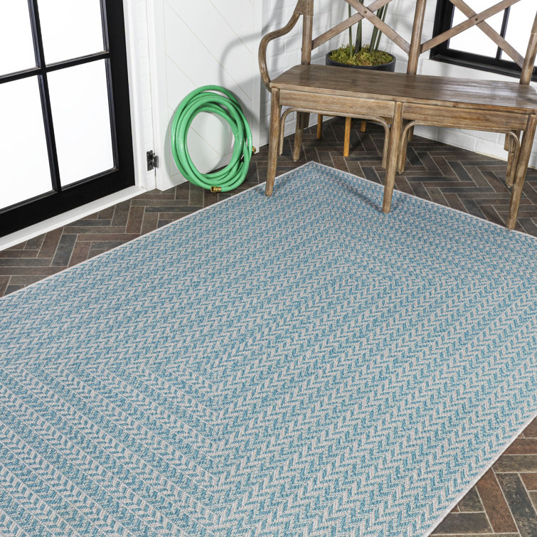 4' X 6' Chevron Modern Concentric Squares Indoor/outdoor Area Rug