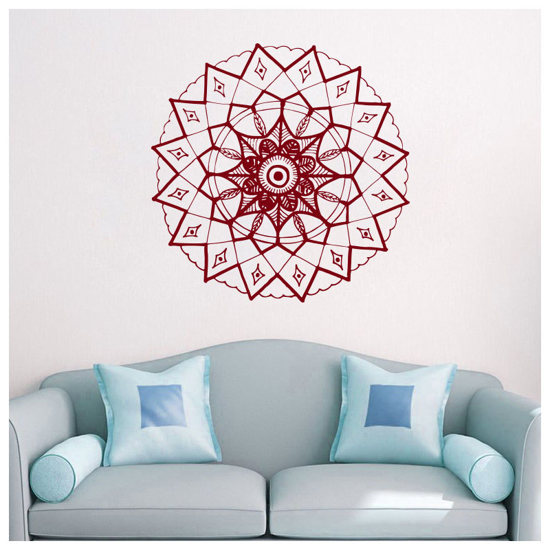 Adhésif décoratif mandala yoga, H 20 po x l 22 po, Bourgogne