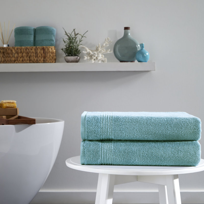 Ozdilek 2-Piece Bath Towels, 27x54 100% Turkish Cotton, Luxury Quick Dry, Extra Large, Fade-Resistant, Eco-Friendly, Spa Towel, Comfortable (Milky Blue)