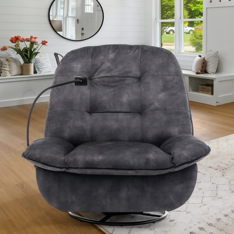 Fauteuil inclinable pivotant en velours rembourré, Noir