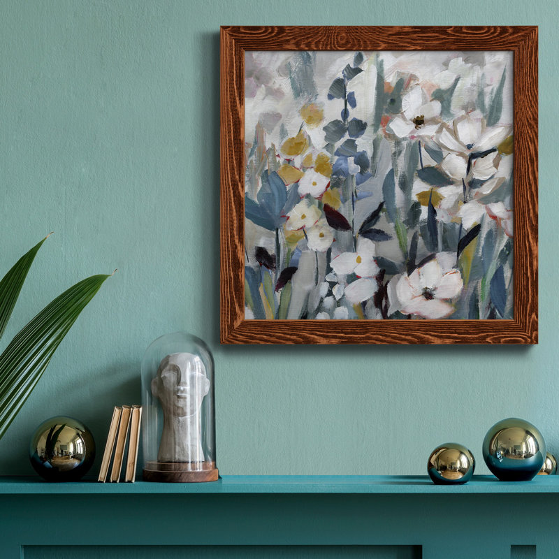 «Summer Whisper II», peinture sur toile encadrée, Érable encadré, H 17 po x l 17 po x P 1,5 po