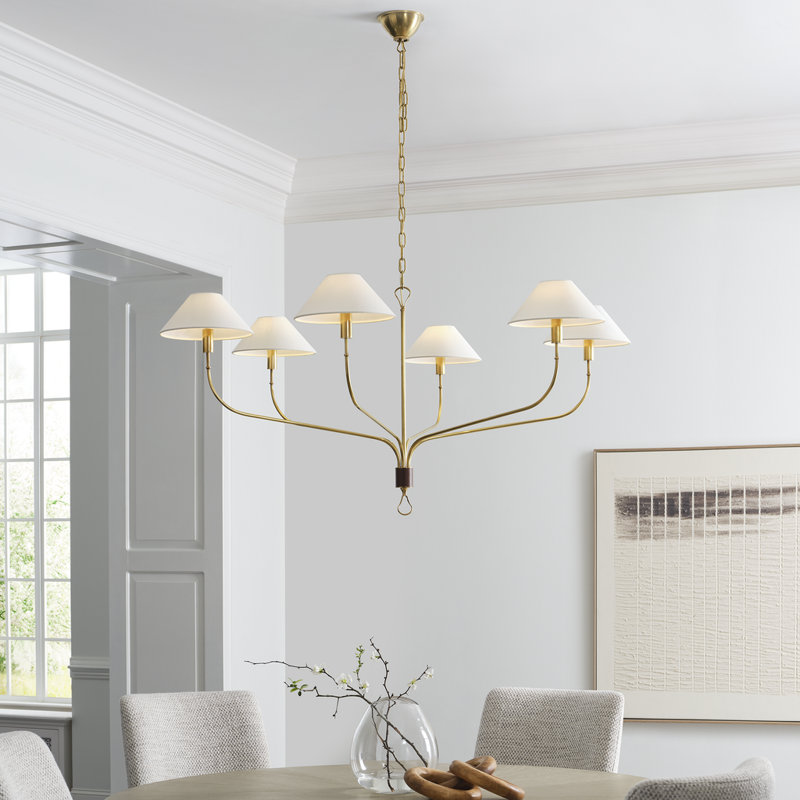 Griffin 6 - Light Chandelier, Hand-Rubbed Antique Brass