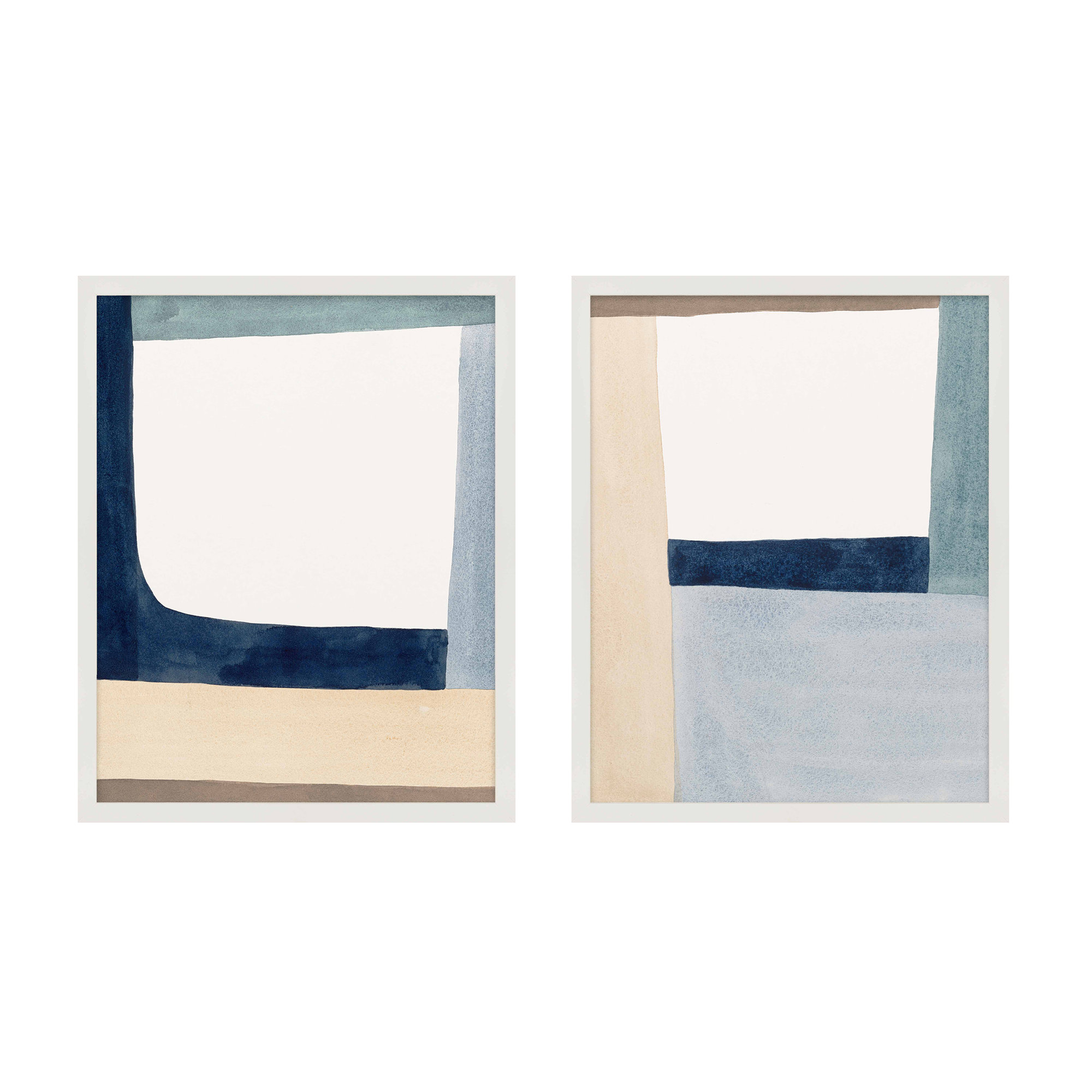 Composition In Blue by Julia Balfour, Picture Framed Paper, 20" H x 32" W, White