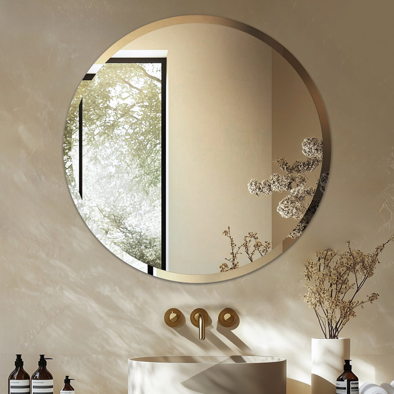 Rithi Round Flat Wall Mirror, 60 cm H x 60 cm W