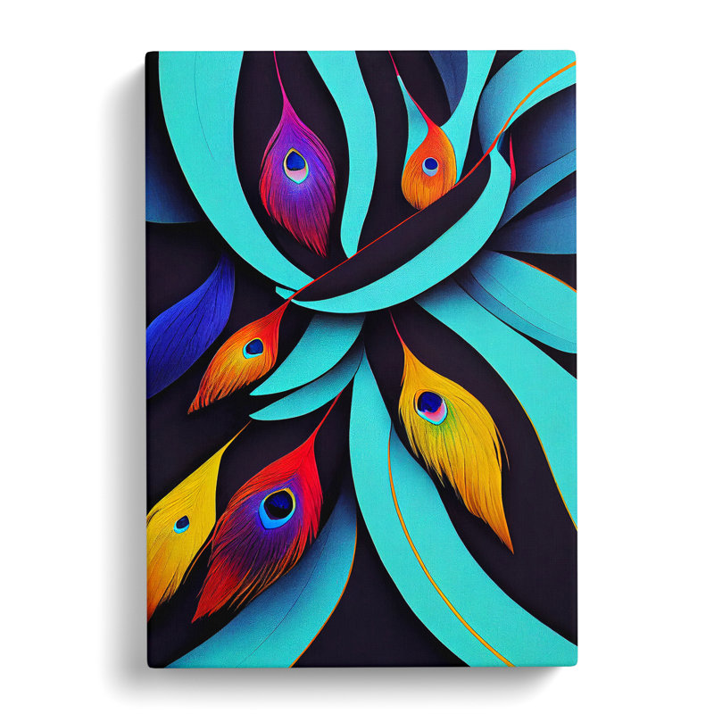 Peacock Feathers No.1 Abstract - Wrapped Canvas, 76cm H x 50cm W x 3cm D