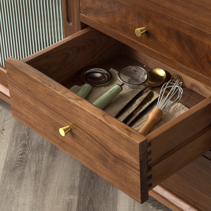 Buffet en bois de noyer massif, H 39,37 po x l 47,24 po x P 15,75 po