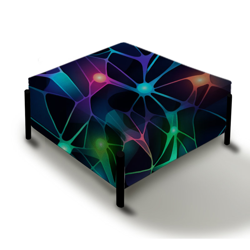 Poupart Luminous Neon Silhouette - Geometric Large Square Ottoman