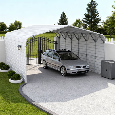 20FT x 30FT Metal Garage – Heavy-Duty Steel Carport with 13FT Peak Roof - The customer must have unloading capabilities, such as a forklift or crane