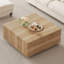 Table basse carrée 33,25 po à 4 tiroirs, naturel
