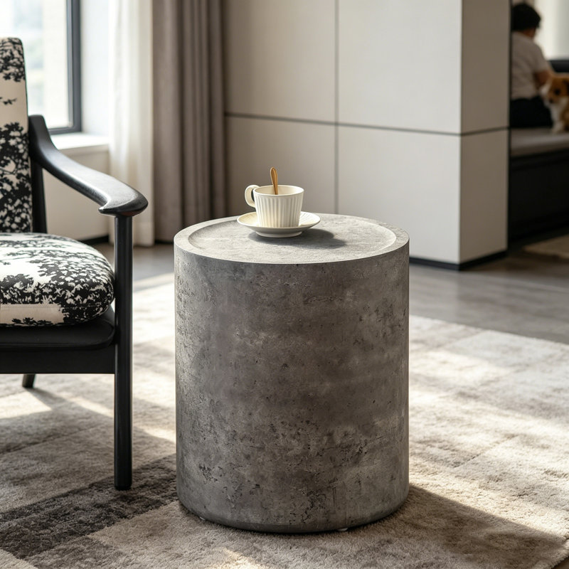 Table d'appoint ronde en bois naturel, sans assemblage requis pour le salon et la chambre à coucher, durable et élégante