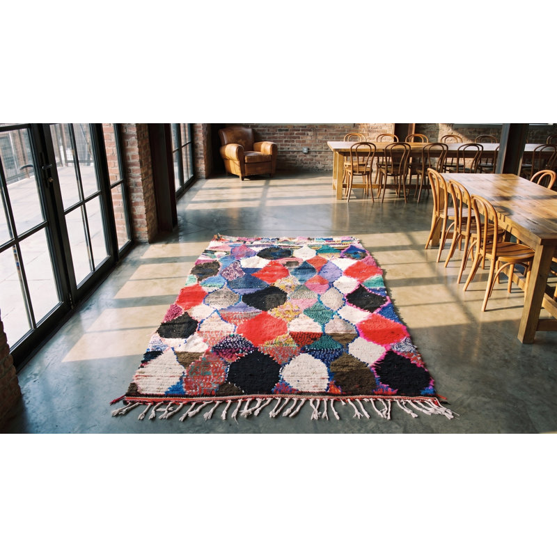 Antique Moroccan - Boucherouitte Small Scatter Size Wool Multicolor Rug