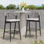 Tabourets de bar d'extérieur à structure en métal à hauteur d'assise 30,25 po avec dossier en forme de feston en rotin Pe, noir mat-655242493-655242495