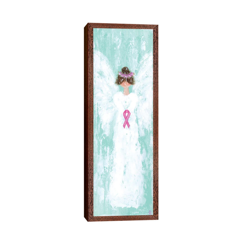 Breast Cancer Angel II 1 Piece Painting on Canvas, 30.48 cm H x 91.44 cm W, Classic Brown Wood Framed