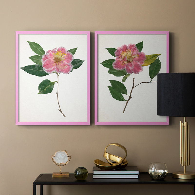 Imprimé encadré PressedCamelliaI-Premium - prêt à être accroché - aucun clou requis - aucun clou requis, Rose
