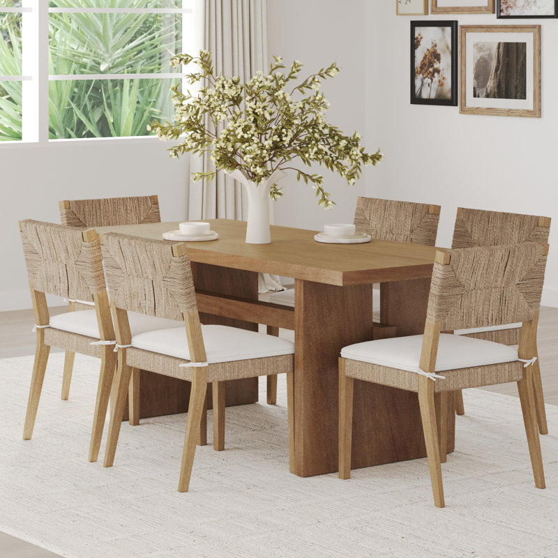 Claudinette Boho Seagrass Dining Chair, 6