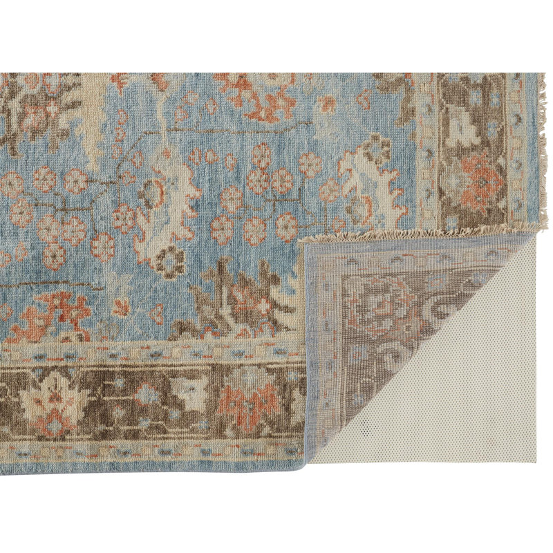 Beall Hand Knotted Wool Oriental Area Rug, Rectangle 9'6" x 13'6"