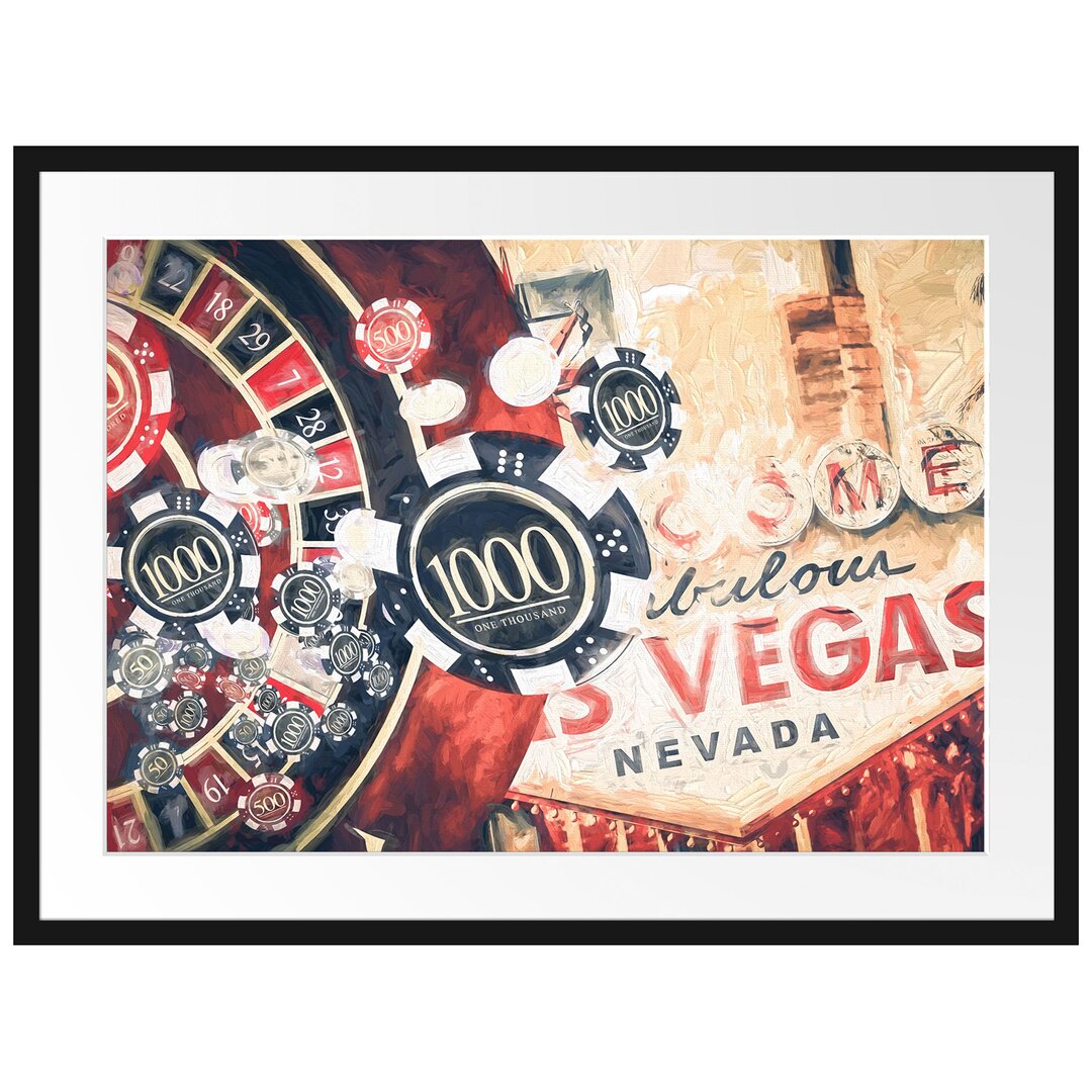 Gerahmtes Poster Las Vegas Casino Roulette