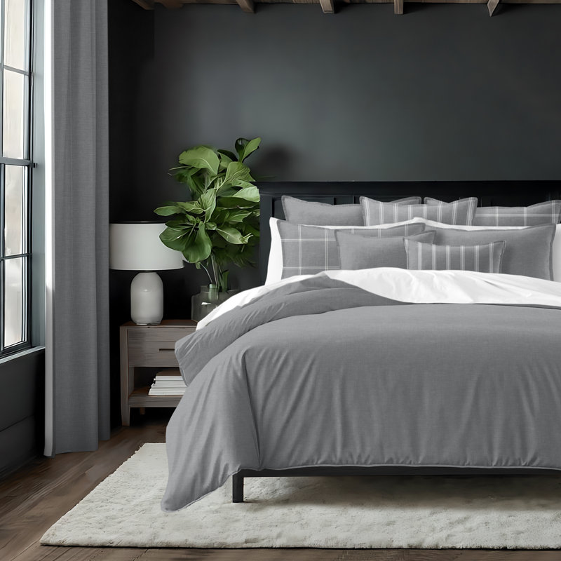 Shay Solid Gray Cotton Comforter Set  8 Piece, Twin Comforter + 7 Additional Pieces