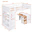 Lit mezzanine simple avec échelle, tablettes et bureau