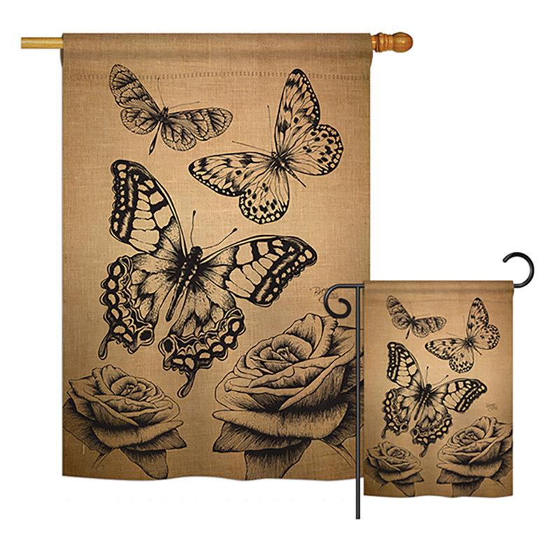 Papillons de jardin 2 côtés en polyester 40 x 28 po ensemble de drapeau